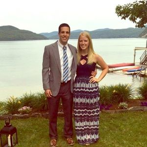 Navy blue floor length dress